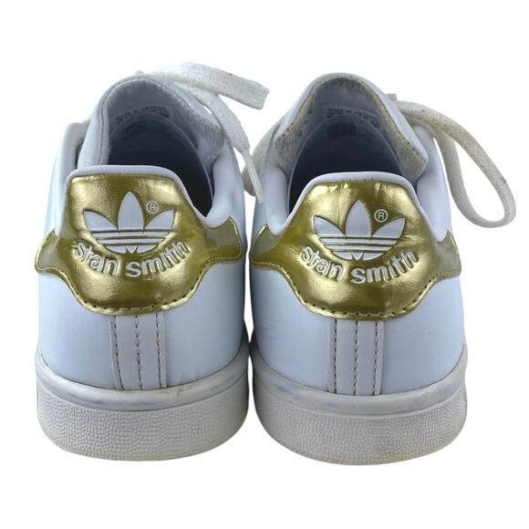 Adidas Stan Smith Women's White Gold Lace Up Tennis Leather Sneakers Shoes Sz 7 - Picture 3 of 7